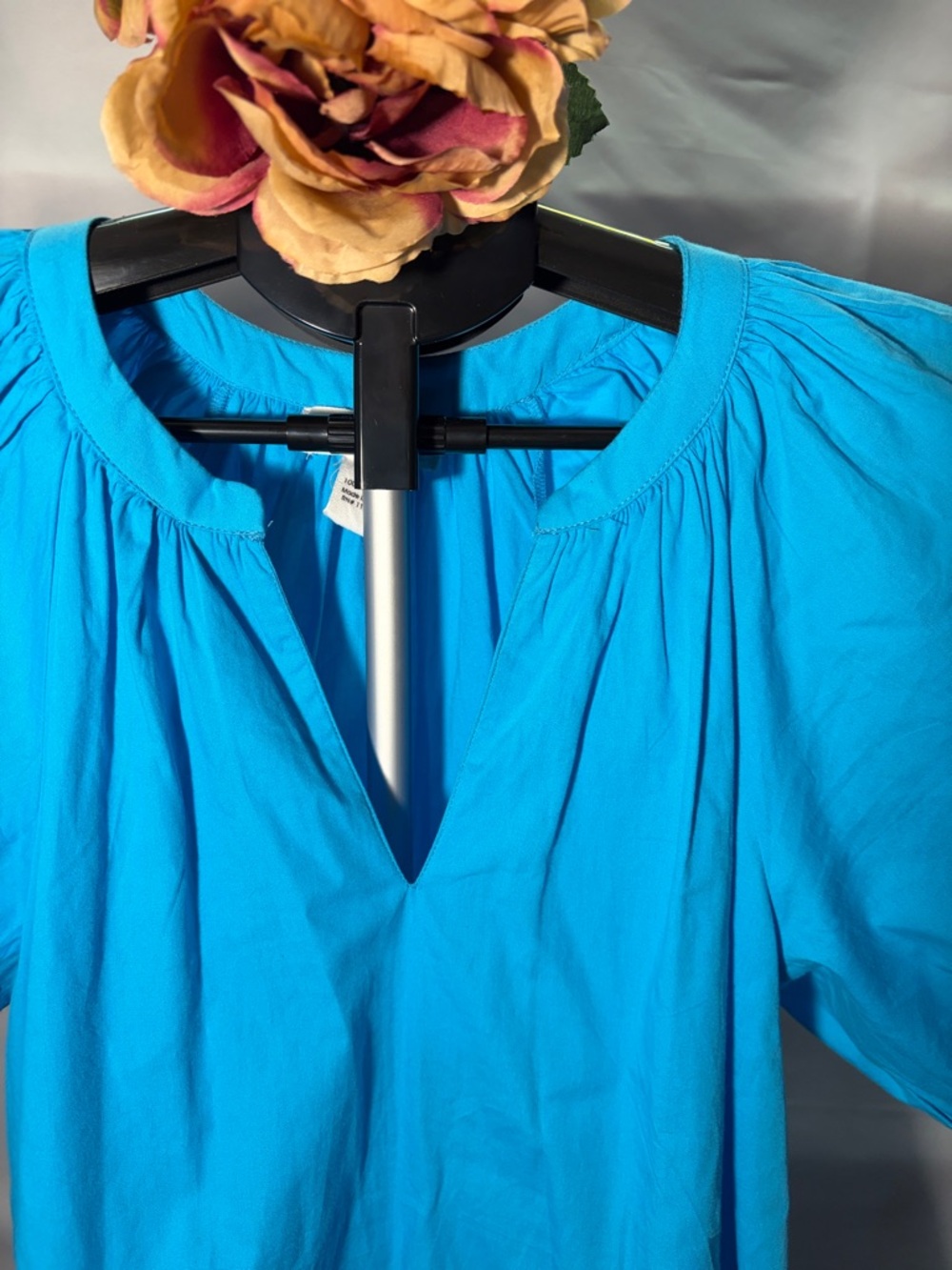 Japna Bright Turquoise Blue Puff Sleeve Mini Dress - Picture 4 of 8
